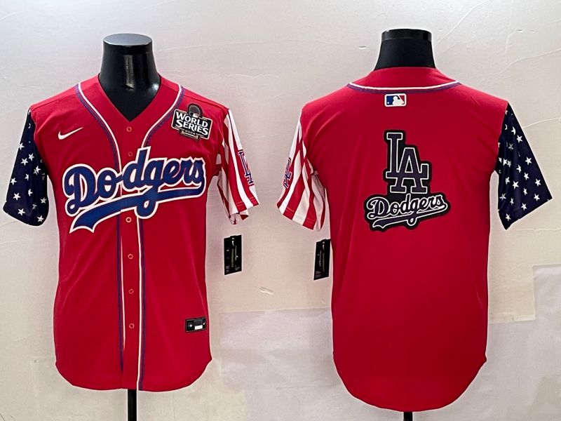 Men Los Angeles Dodgers Blank Red a generation of national flags Joint name 2025 Nike MLB Jersey style 29